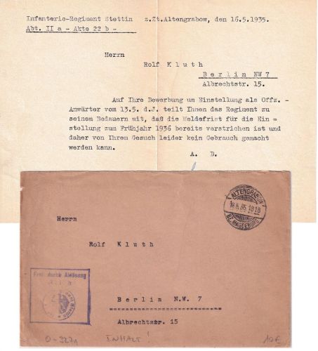 DR - Altengrabow 1935 Frei d. Ablösung/MIlitaria-Dienstbrief n. Berlin - Inhalt!