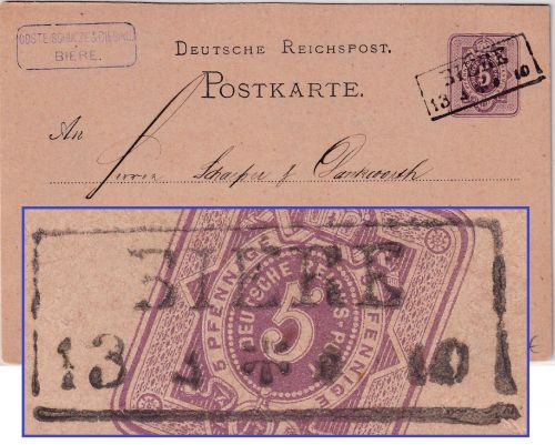 DR - Biere 13/4 (1878) Ra2 5 Pfg. Ganzsache n. Magdeburg