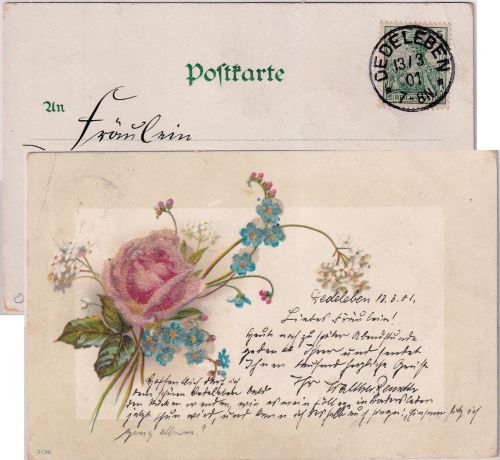 DR - Dedeleben 13/3 01 K1 5 Pfg. Germania/Reichspost Karte n. Magdeburg