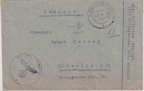 DR - Elbingerode (Harz) 9.8.44 Feldpostbrief Reservelazarett n. Berlin