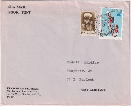 Indien - 1,50 R. Asien-Spiele/Volleyball u.a. Drucksache Bombay - Haslach 1986