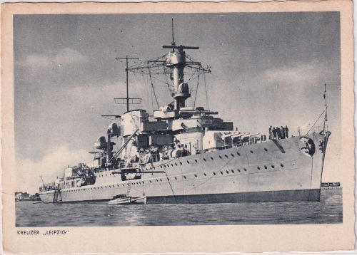 DR - Marine leichter Kreuzer "Leipzig" sw-Foto-AK ca. 1940 ungelaufen