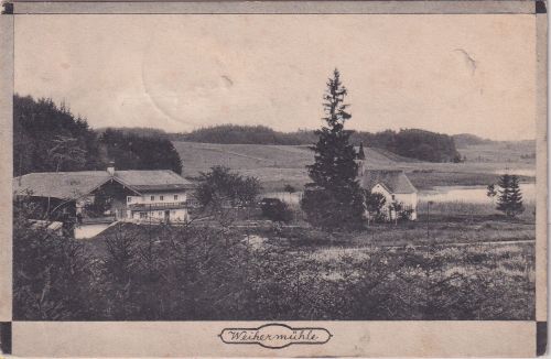 Bayern - Weihermühle (Ascholding) Bauernhaus Kapelle sw-AK gelaufen 1906