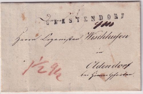 Hannover - Geestendorf L1 Portobrief n. Oldendorf b. Himmelpforten 1844