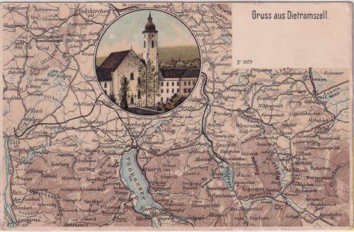 Bayern - Dietramszell Kloster farb. Landkarten-AK ca. 1910