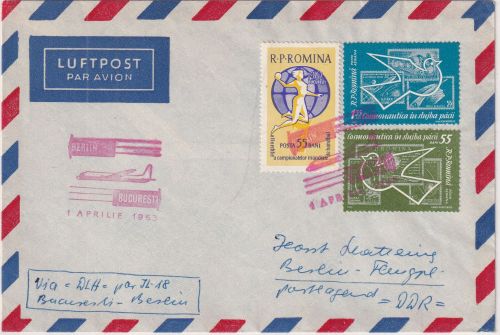 Rumänien - Tarom Erstflug Bukarest Berlin/Ost 1.4.63