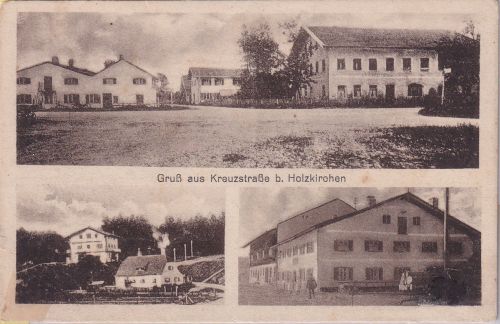 Bayern - Kreuzstraße (Holzkirchen) Gasthof etc. sw-Mehrbild-AK ca. 1910