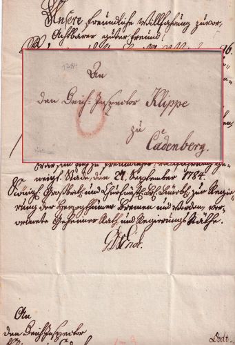 Hannover/Kgr. Westphalen - Stade 1784 portofreier Brief n. Cadenberg mit Inhalt