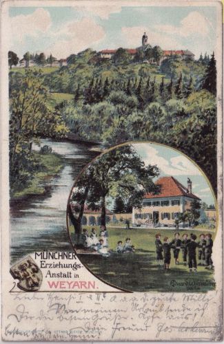 Bayern - Weyarn Münchner Erziehungsanstalt farb. Mehrbild-AK gelaufen ca. 1900
