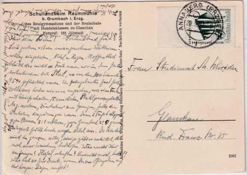 DR - 6 Pfg. Reichsgartenschau (Oberrand) Karte Annaberg - Glauchau 1939