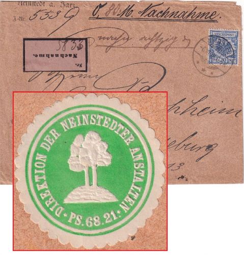DR - 20 Pfg. Krone/Adler Nachnahmebrief Neinstedt - Magdeburg 1898