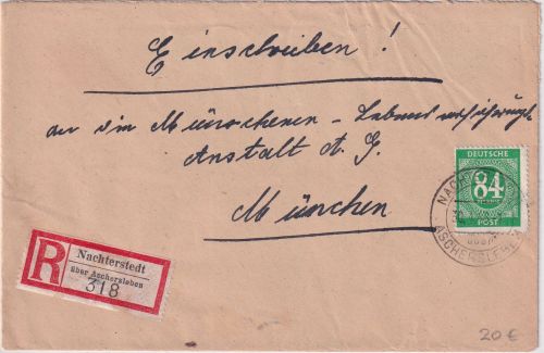 All.Bes. - Nachterstedt ü. Aschersleben Poststelle I Einschreibebrief 30.4.46