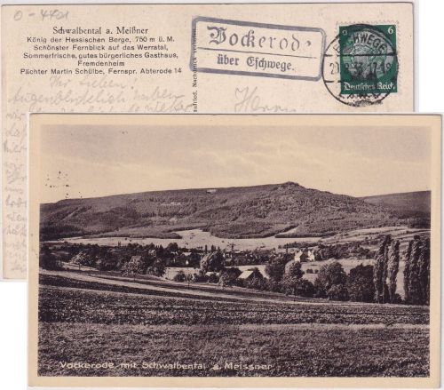 DR - Vockerode ü. Eschwege Landpost-Ra2 Ansichtskarte n. Kassel 1933