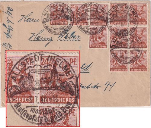 All.Bes./Währungsreform - 10x24 Pfg. Arbeiter Brief Allstedt (Helme) 3.7.48