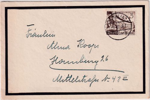 DR - 3 Pfg. Leipziger Messe/Gutenberg Trauerdrucksache Helgoland - Hamburg 1940