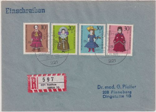 BRD - Itzehoe IBRIA 70 Sonder-R-Zettel Einschreibebrief n. Pinneberg 22.11.70
