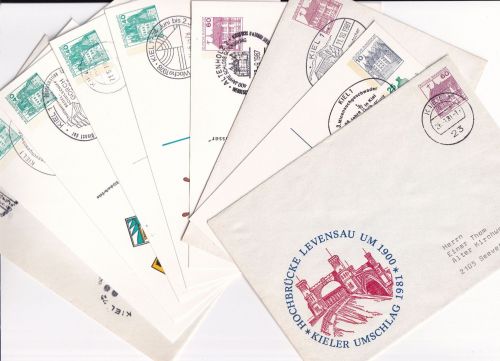 BRD - Kiel 1972/1987 9 versch. Privatganzsachen mit Ortsbezug