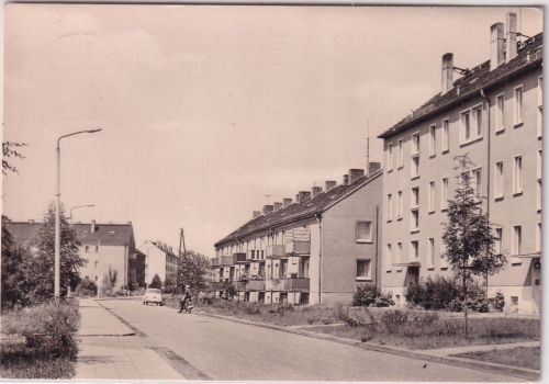 Thüringen - Roßleben Heinrich-Heine-Straße sw-Foto-AK gelaufen 1974