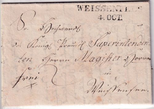 Preussen - Weissenfels 4. OCT L2 Francobrief n. Weißensee 1817 - mit Inhalt