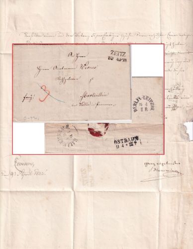 Preussen - Zeitz 10. APR. L2 Francobrief v. (Schloss) Crossen n. Martenthin 1852