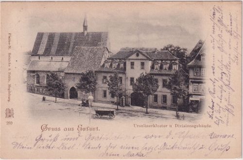 Thüringen - Erfurt Ursulinenkloster Divisionsgebäude sw-AK gelaufen 1898