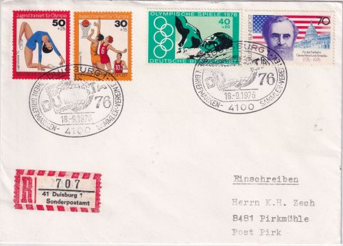 BRD - Duisburg Rhein. Briefmarkensammlerverein SST Einschreibebrief 1976