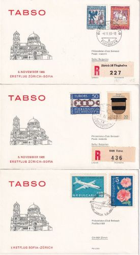 Schweiz/Bulgarien/Liechtenstein - SWISSAIR Erstflug Zürich/Sofia+retour 1965