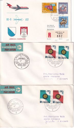 BRD/Schweiz - SWISSAIR Erstflug Hamburg/Zürich u. retour 4.6./5.6.1957