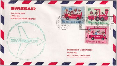 UNO New York - SWISSAIR Sonderflug 20 Y Across the North Atlantic 2.5.67