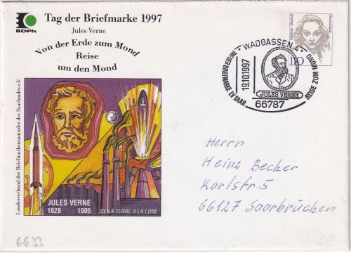 BRD - Wadgassen Jules Verne Tag d. Briefmarke 110 Pfg Privatganzsache/Brief 1997