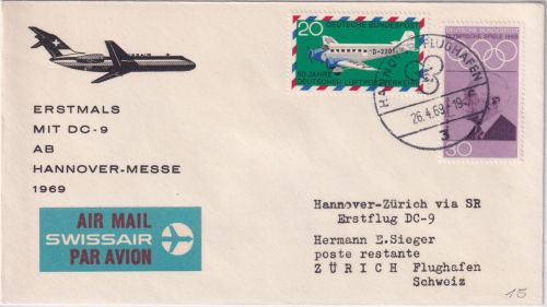 BRD - SWISSAIR Erstflug DC-9 Hannover-Messe/Zürich 26.4.69