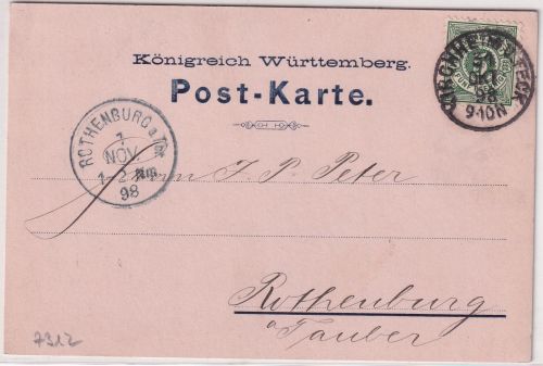 Württemberg - Kirchheim u. Teck 1898 priv. Postkartenvrodruck n. Rothenburg