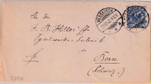 DR - 20 Pfg. Krone/Adler brief i.d. SCHWEIZ Messkirch - Bern 1896