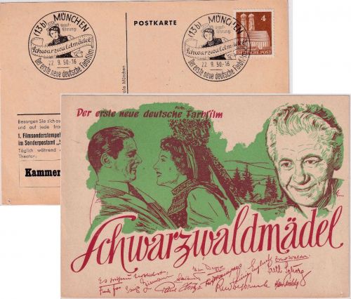 Bizone - Schwarzwaldmädel Farbfilm Sonderkarte + SST München 1950