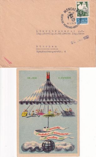 BRD - München Dt. Verkehrsausstellung 1953 10 Pfg. Ortsbrief + Sonderkarte