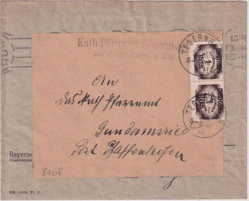 DR-Infla - 2x1 M. By-Dienst-Abschied/DR Dienstbrief Tegernbach 20. Jan 22