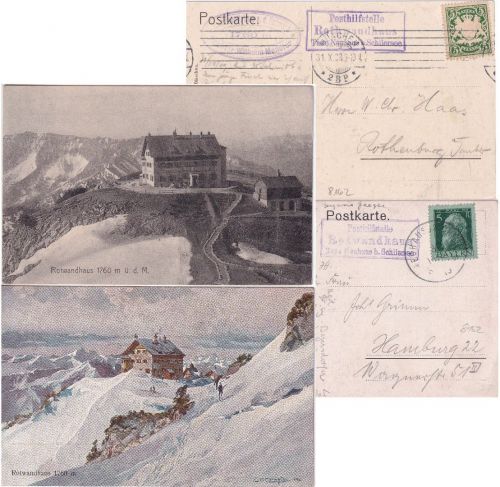 Bayern - Rothwandhaus T. Neuhaus b. Schliersee Posthilfstelle 2 Karten 1909/13