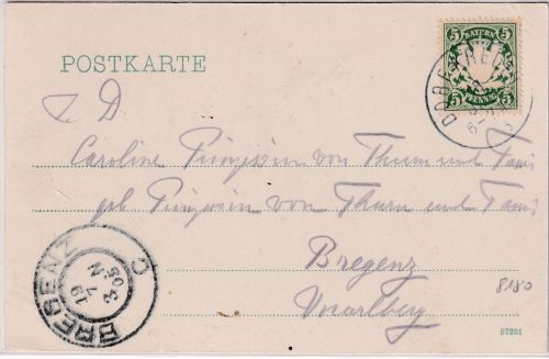 Bayern - Dorf Kreuth 18. JUL 1905 adelige (Thurn&Taxis) Karte n. ÖSTERREICH