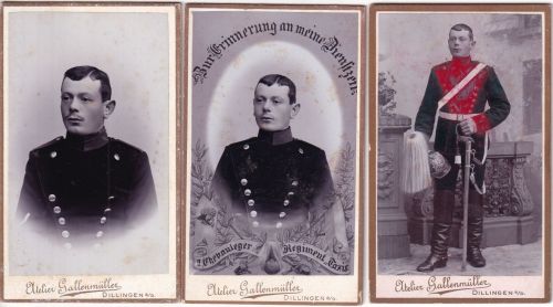 Bayern - 2. Chevauleger-Regiment "Taxis" 3x CDV ca. 1890 Gallenmüller/Dillingen