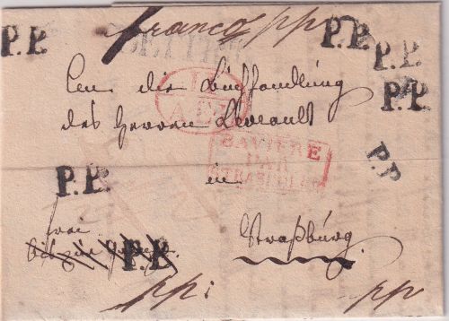 Bayern/Frankreich - Altoetting L1 Francobrief Tüssling - Straßburg 1832