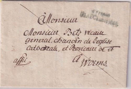 Bayern/Dep. Mont-Tonnere - P100P Frankenthal blauer L2 Francobrief 1812 n. Worms