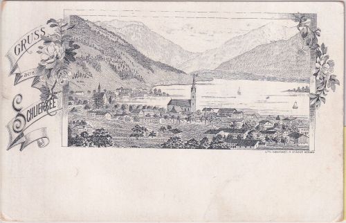 Bayern - Schliersee "Gruss aus" sw-Künstlerzeichnung sw-AK ungelaufen ca. 1890