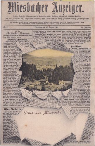 Bayern - Miesbach Zeitungs-Passepartout-AK "Miesbacher Anzeiger" ca. 1900