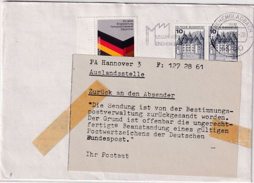 BRD/Postkrieg - 80 Pfg. Heimatvertriebene u.a. Brief n. POLEN M.Gladbach 1985
