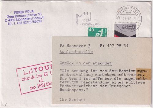 BRD/Postkrieg - 80 Pfg. Heimatvertriebene u.a. Brief n. POLEN M.Gladbach 1985