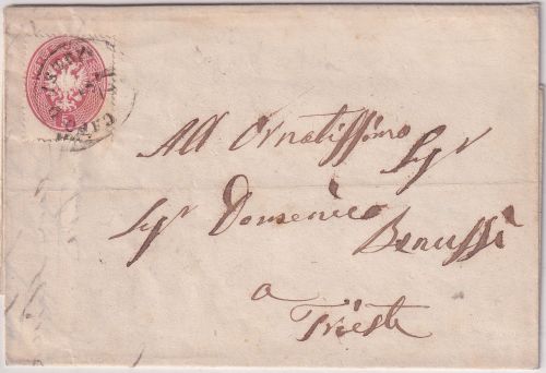 Österreich/Slowenien - 5 Kr. Adler Brief K1 Capo D'Istria - Triest 1863