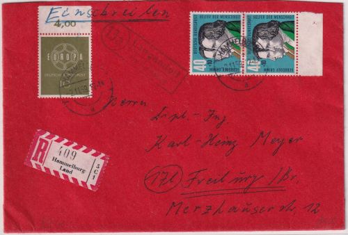 BRD - (13a) Lengendorf ü. Hammelburg Landpost-Ra2 Einschreibebrief 1959