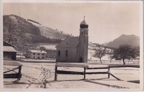 Bayern - Hundham Kirche Winteraufnahme sw-Foto-AK ungelaufen ca. 1935