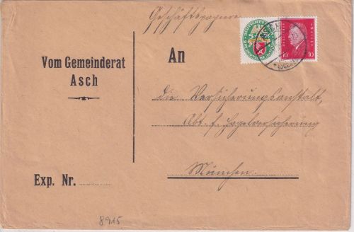 DR - 5 Pfg. Nothilfe/Wappen u.a. Geschäftspapiere Asch (Schwaben) - München 1930