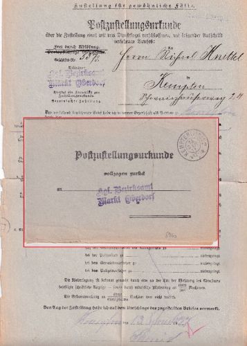 Bayern - Kempten 2 13. SEP 11 unfrank. Zustellurkunde n. Markt Oberdorf